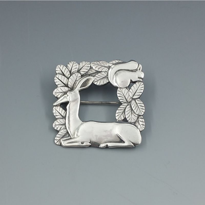 Georg Jensen deer squirrel brooch rare